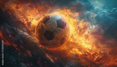 Burning Soccer Ball: Energy, Dynamics, Power, Speed, Fire, Flames, Sparks