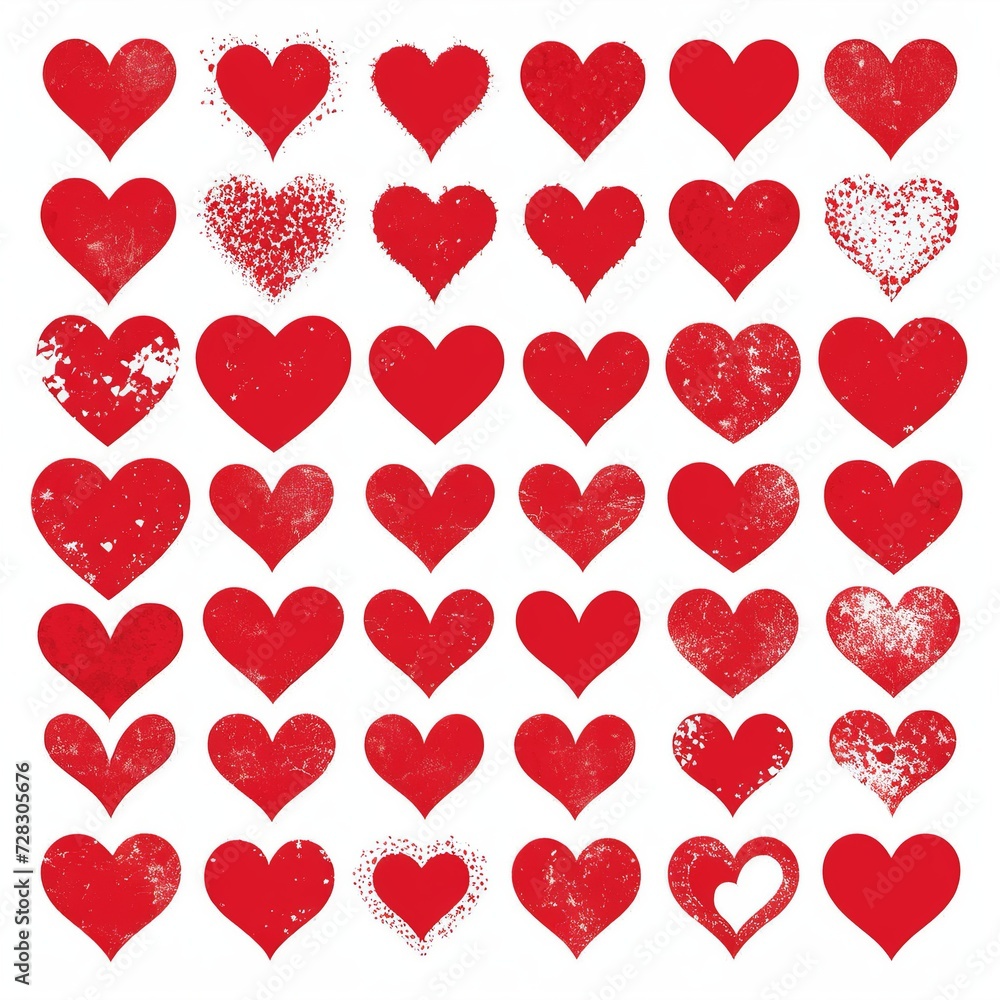 Modern Graphic Design of Red Heart Icons Vector