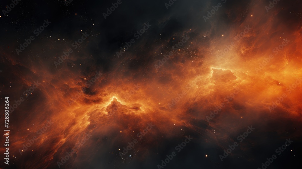 Celestial Inferno: Fiery Orange Nebula in the Vast Cosmos Generative AI