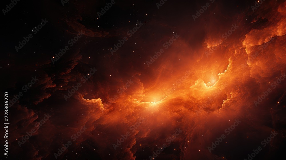 Celestial Inferno: Fiery Orange Nebula in the Vast Cosmos Generative AI