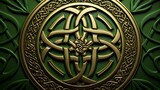 Intricate green celtic knot patterns and abstract designs background for creativity and inspiration