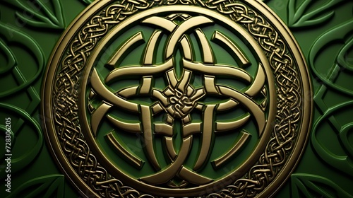 Intricate green celtic knot patterns and abstract designs background for creativity and inspiration photo