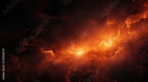 Celestial Inferno  Fiery Orange Nebula in the Vast Cosmos Generative AI