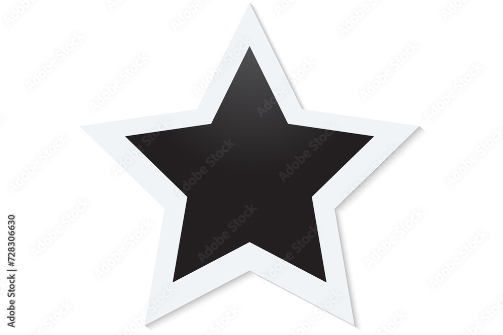 White star with black inside, complete with shadow. Pattern illustration Picture frame with copy space or empty. transparent background png White star with black inside, complete with shadow. Pattern illustration Picture frame with copy space or empty. transparent background png