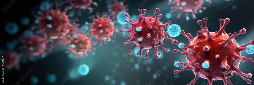 Fototapeta premium Microscopic 3D Illustration of Coronavirus COVID-19 Molecule