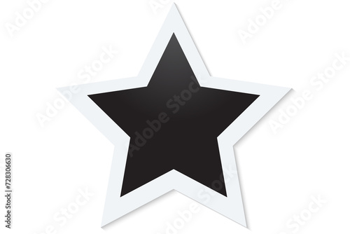 White star with black inside  complete with shadow. Pattern illustration Picture frame with copy space or empty. transparent background png