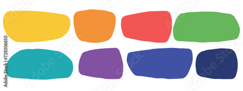 Hand drawn organic rectangles. Vector geometrical shapes. Color speech bubble blobs. Vector illustration on white background.