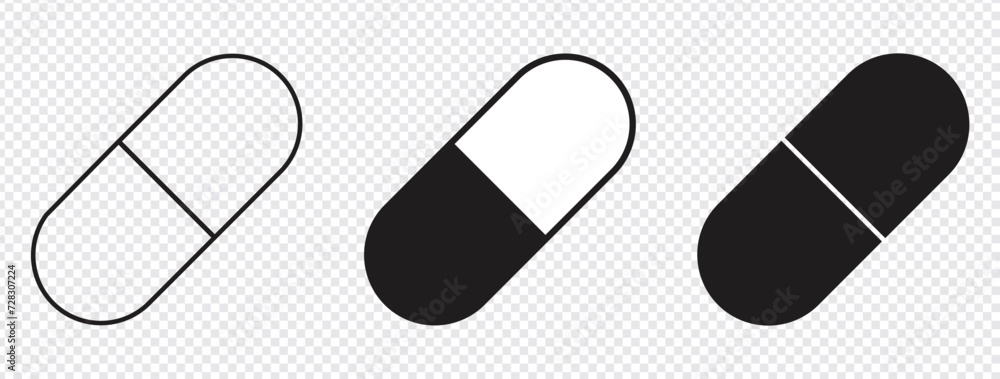 pill icon set. medicament and pharmaceutical symbol. medical design element. Eps 10