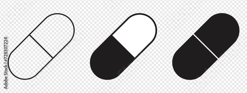 pill icon set. medicament and pharmaceutical symbol. medical design element. Eps 10