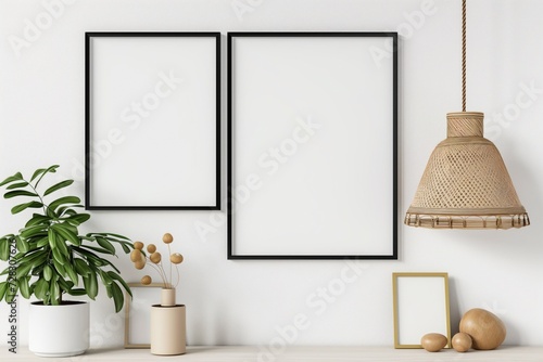 Interior Poster Frame Mockup with Modern Furniture Decoration