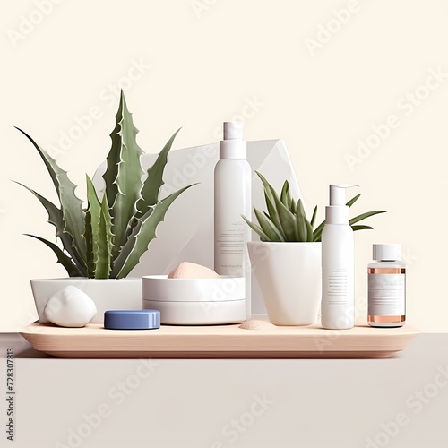 Skincare and Plant Arrangement
