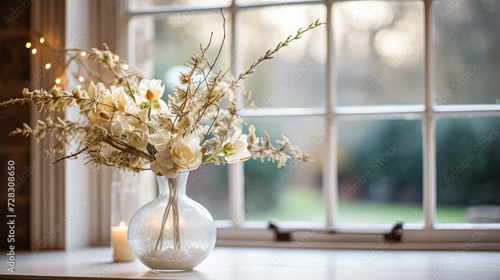 Floral arrangement with winter, autumn or early spring botanical plants and flowers Floral arrangement with winter, autumn or early spring botanical plants and flowers