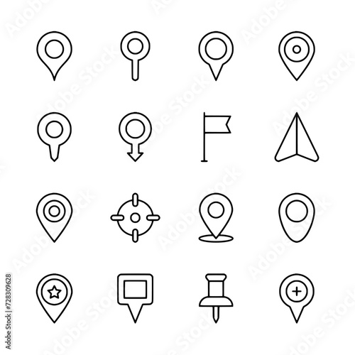 set of map pointers with markers