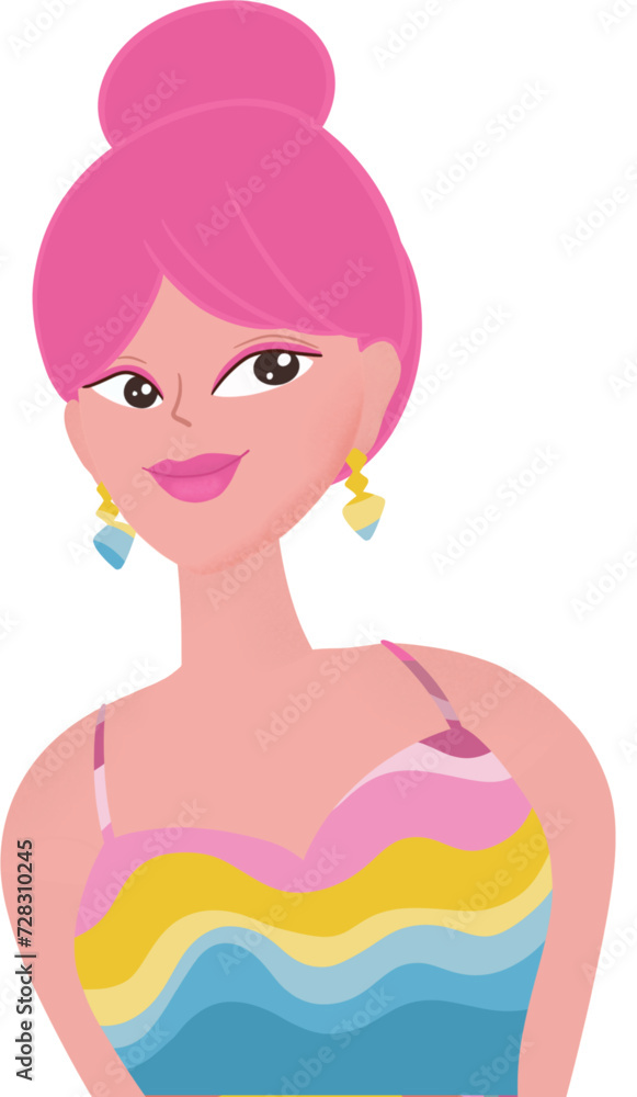 vibrant summer vibes: playful girl in bikini illustration, perfect for tropical getaways and sun-soaked or fashion designs vibrant summer vibes: playful girl in bikini illustration, perfect for tropical getaways and sun-soaked or fashion designs