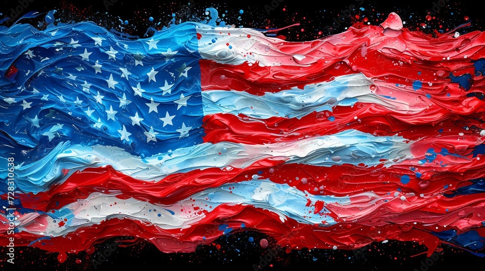 Painted American Flag A Colorful Celebration of National Pride Generative AI - obrazy, fototapety, plakaty 