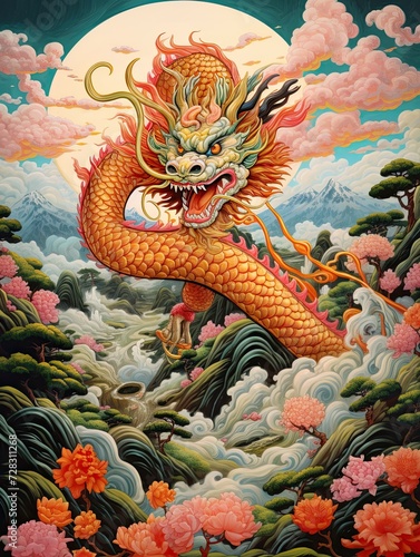 Wallpaper Mural Asian Dragon Festival: Majestic Dragons Roaming Through Rolling Hills of Art Torontodigital.ca