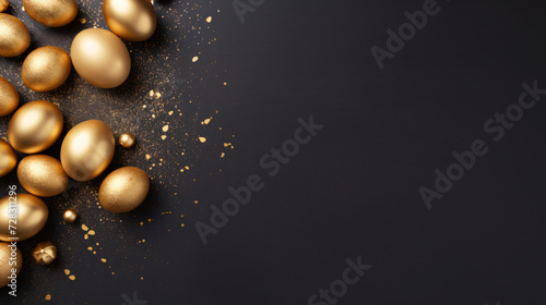 Overhead view of golden easter eggs 