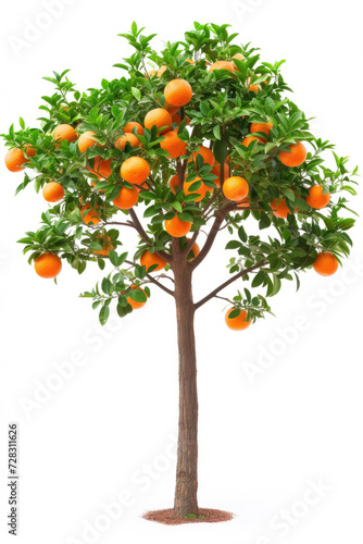 Orange tree with fruits isolated on white background