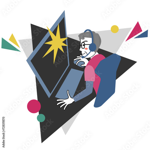 eスポーツを楽しむシニア男性