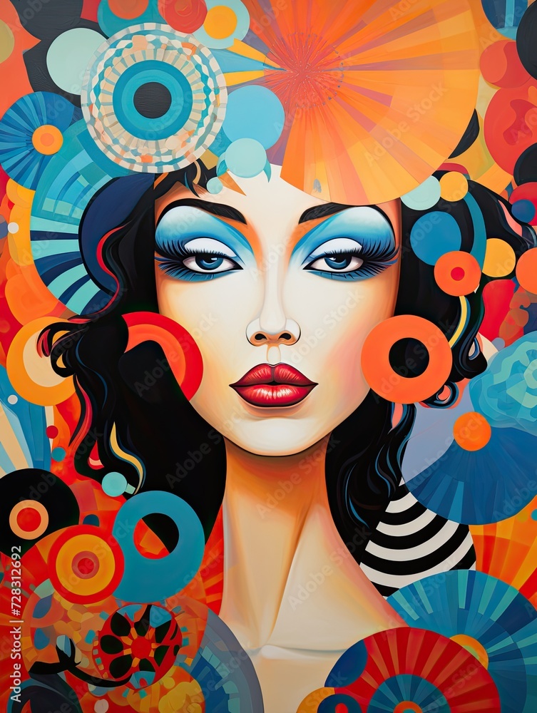 Bold Pop Diva Portraits: Abstract Landscapes and Abstract Patterns Unite