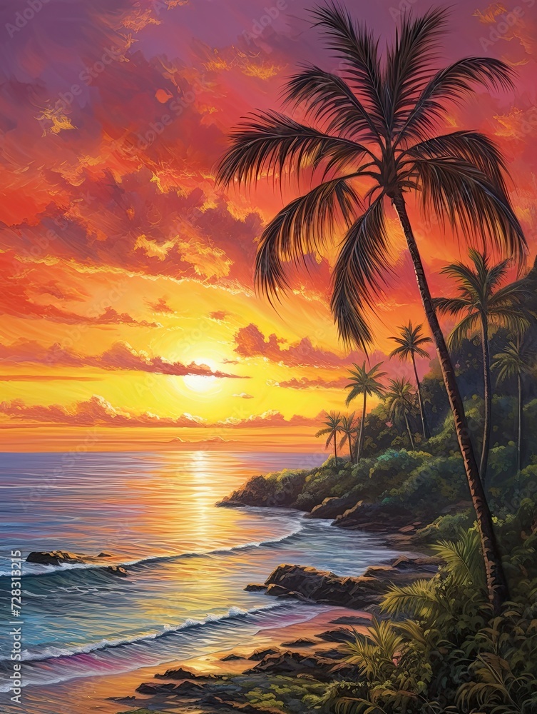Caribbean Beach Sunsets Canvas Print: Island Paradise Views in Stunning Landscape