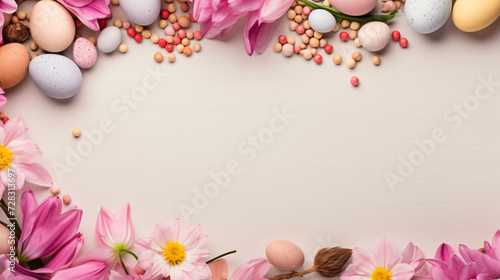 Top view copy space easter background.