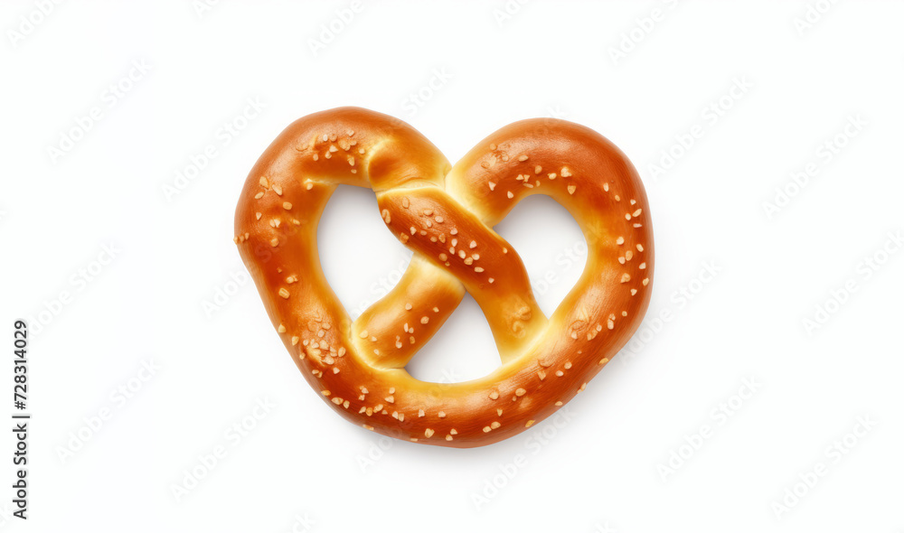 Fresh baked pretzel with salt on a white background, snack concept Fresh baked pretzel with salt on a white background, snack concept