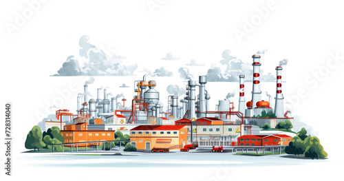 Industrial complex environment with factories and smokestack pollution