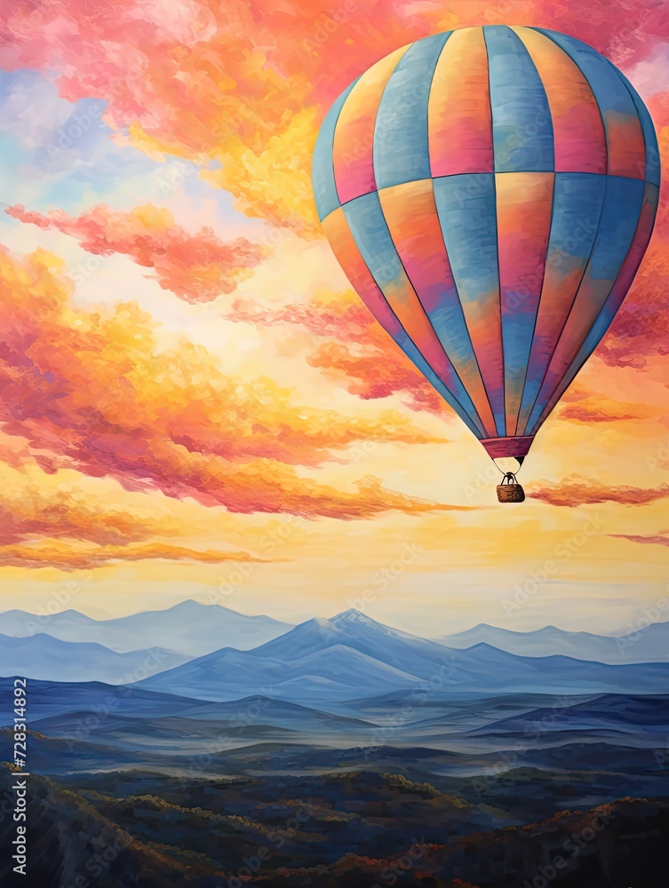 Colorful Hot Air Balloon Art: Dawn Painting of Balloons in Early Light