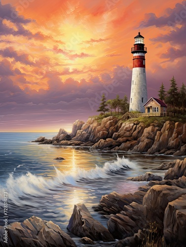 Coastal Lighthouse Views: Guiding Light Seascape Wall Art