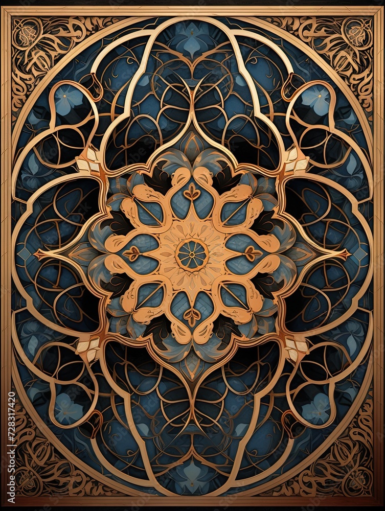 Intricate Arabesque Patterns Plateau Art Print: Elevated Arabesque Motifs Unveiled