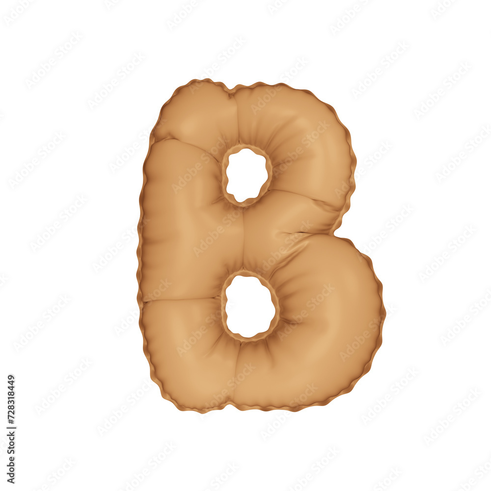 3D beige bisque pastel color helium balloon letter B 3D beige bisque pastel color helium balloon letter B