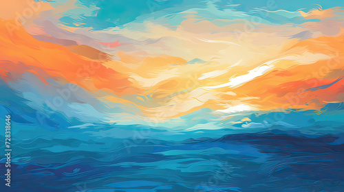 Dynamic energy of a sunset with abstract, utilizing bold shapes and textures to convey the ever-changing and vibrant nature of a sunset abstract background Ai Generative