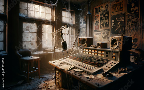 abandoned studio of a music radio station