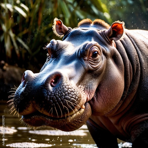 Hippo wild animal living in nature, part of ecosystem © Kheng Guan Toh