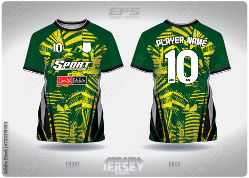 EPS jersey sports shirt vector.amazon green yellow pattern design, illustration, textile background for round neck sports t-shirt, football jersey shirt.eps