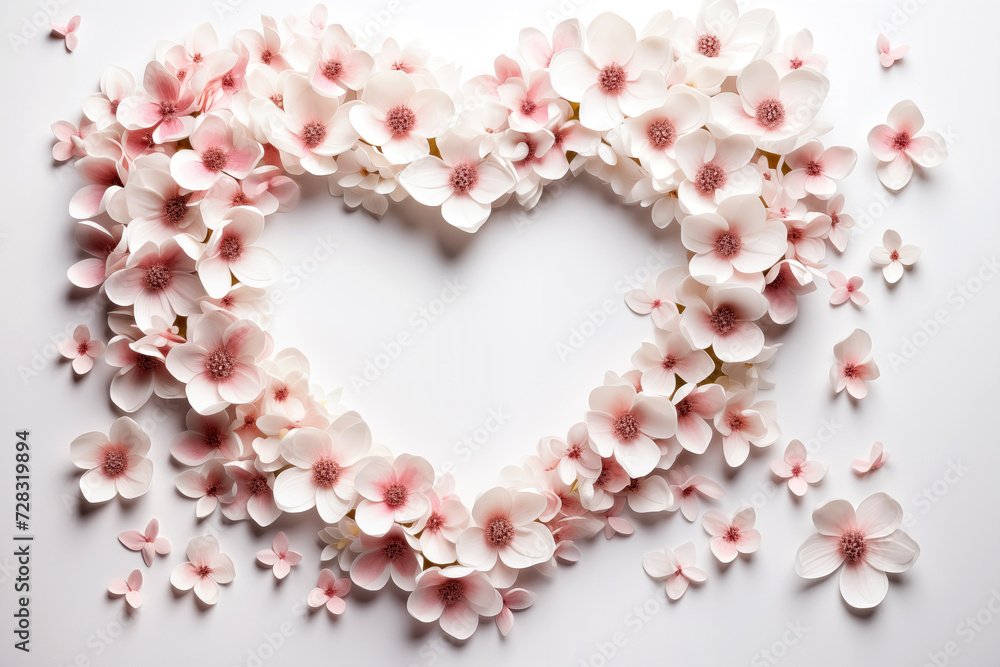 Valentine's day background with heart and flowers.  Greeting card mockup