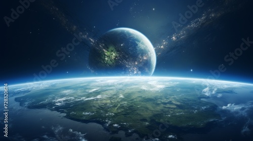 A captivating shot of Earth from space, with the planet's serene blue and green hues.