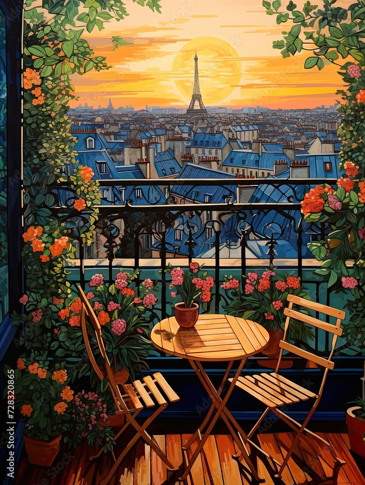 Parisian Rooftop Cafes: Botanical Wall Art, Cafe Plants, and Stunning Paris Views