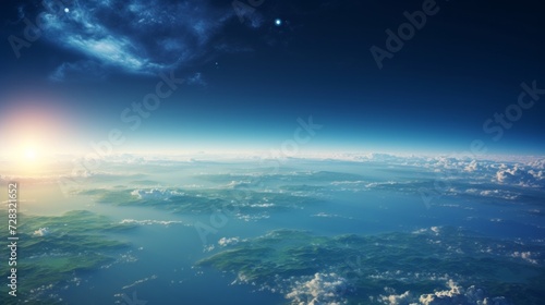 A captivating shot of Earth from space, with the planet's serene blue and gre...
