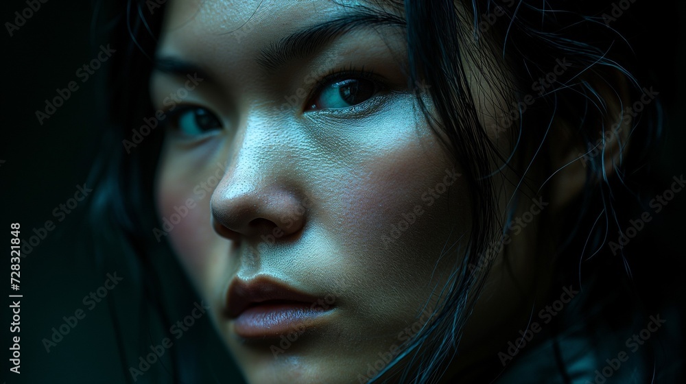 Portrait of a confident Asian female, AI-generated. Portrait of a confident Asian female, AI-generated.