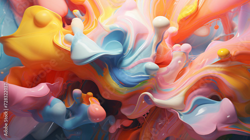  shape emerging from 3d paint multicolor thick