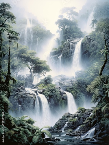 Morning Mist  Serene Rainforest Waterfall Scenes and Enchanting Foggy Waterfalls