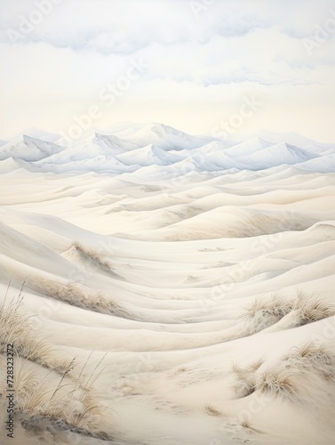 Scandinavian Winter's Touch: Desert Landscape Art with Sandy Reflections