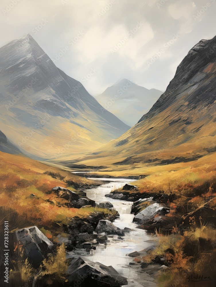 Rugged Terrains: Scottish Highland Art - Canvas Print Landscape of the Highlands
