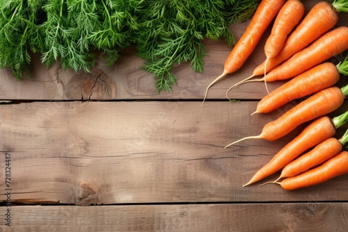 Carrot Frame on Wood Background with copy space. 