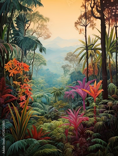 Tropical Canopy Colors  Rare Autumn Painting of the Jungle s Fall Landscape