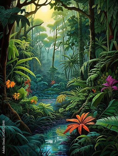 Discover the Enchanting Beauty of Tropical Jungle Canopies - Exquisite Deep Tropical Expanse Wall Art