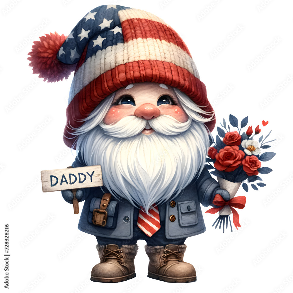 Gnome Father's Day Watercolor Clipart Illustration Gnome Father's Day Watercolor Clipart Illustration
