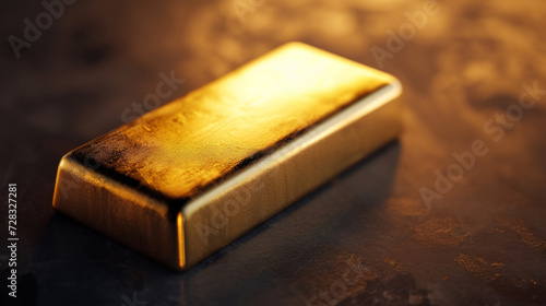 Gold bar on dark background. Financial and investment concept
